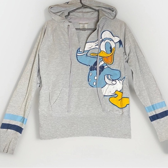 Disney Cruise Line Hoodie Men's L Gray Donald Duck Sweatshirt Pullover Nautical - Picture 1 of 8